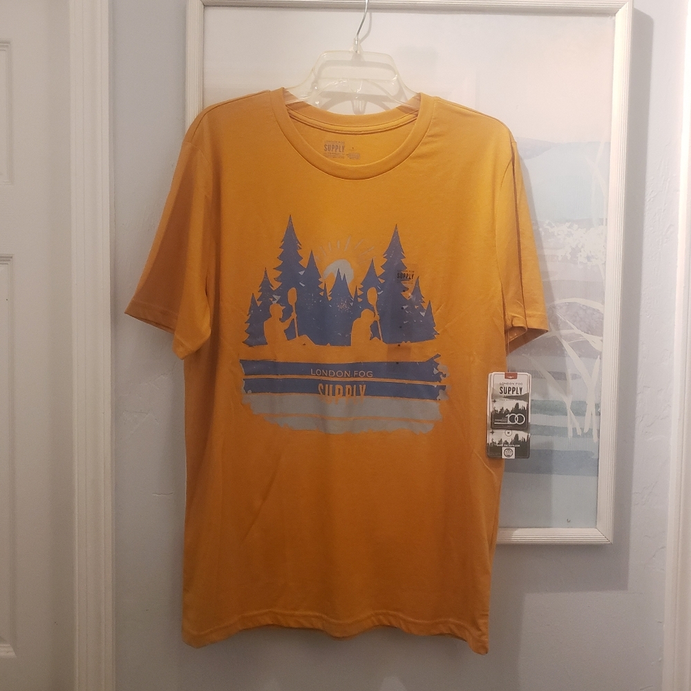 NWT London Fog Supply T Shirt Men's Size Medium Yellow 100 Year Anniversary